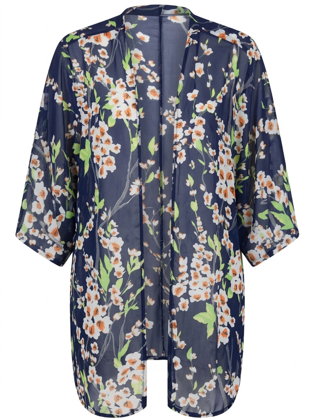 Floral Navy Kimono Jacket - Women's Lightweight Cover-Up